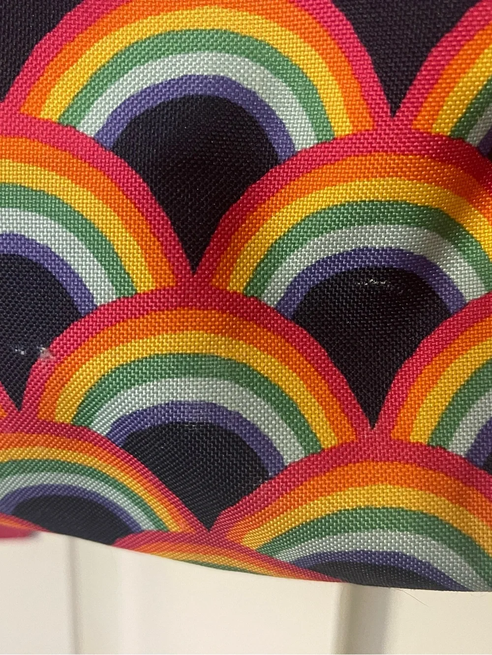 Lands' End Kids ClassMate Large Navy Backpack with Rainbow Print and Pink Trim